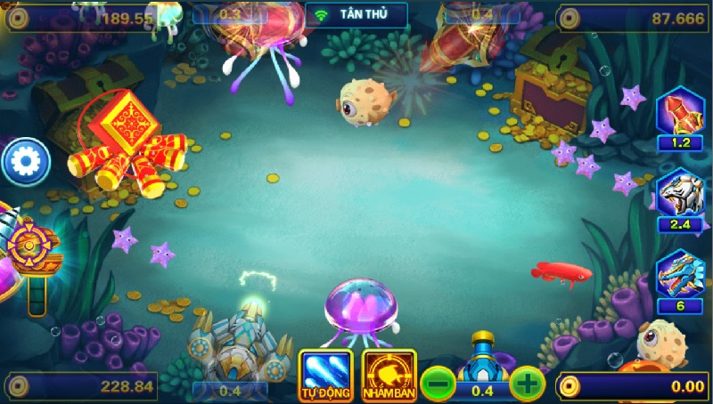 Bắn cá Thần Tài 2 Bắn cá Thần Tài có đa dạng sinh vật tương ứng với hệ số thưởng khác nhau